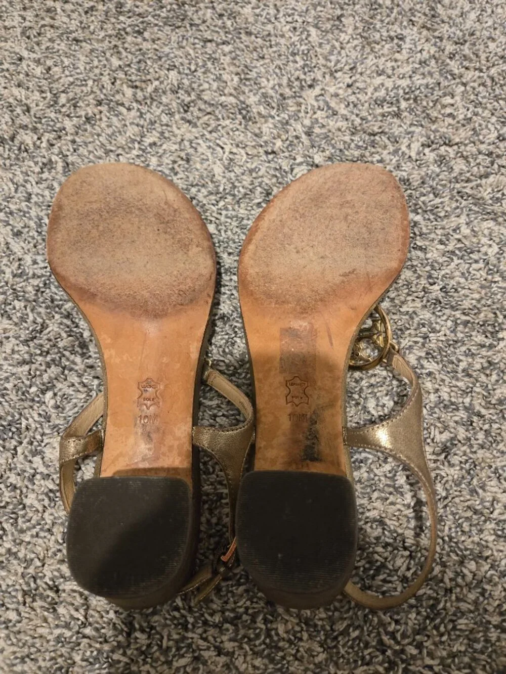 Tory Burch Satin Crystal Embellished Block Heel Sandals Gold 10M